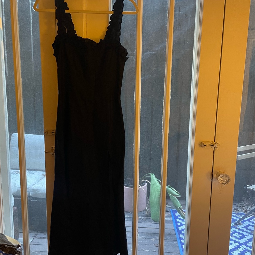 Long Black Linen Reformation Dress